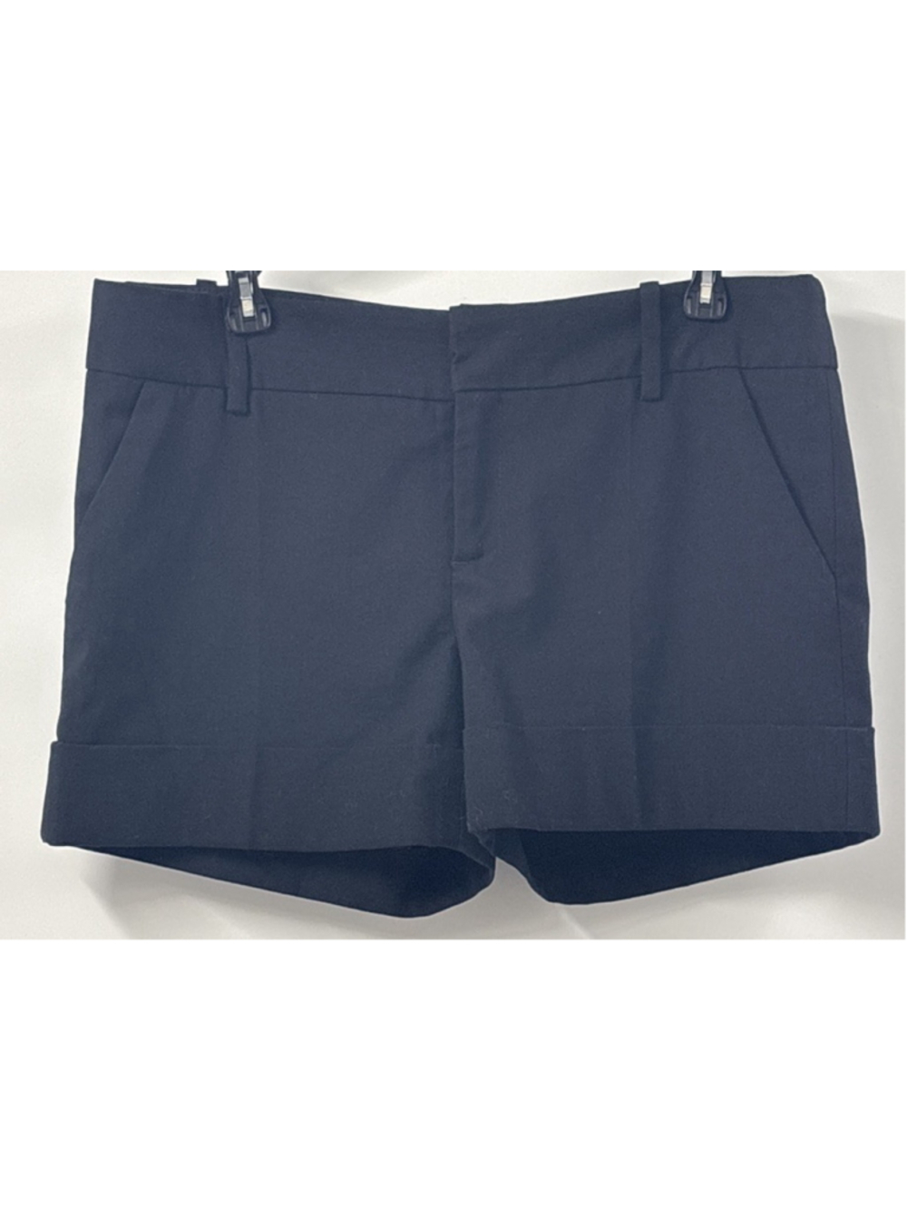 ZARA BASIC Black Cuffed Dress Shorts Tailored Stretch High Low Rise Women L Work